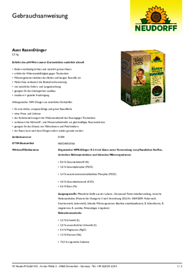 Azet RasenDünger Gebrauchsanweisung
