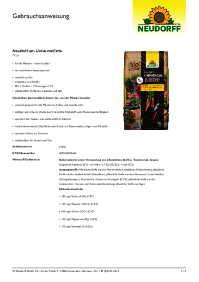 NeudoHum UniversalErde Gebrauchsanweisung