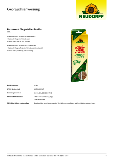 Permanent FliegenköderStreifen Gebrauchsanweisung