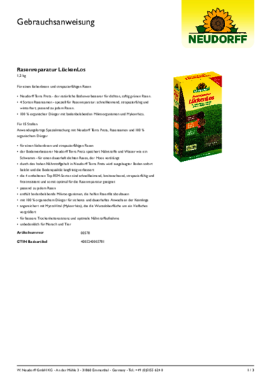 Rasenreparatur LückenLos Gebrauchsanweisung