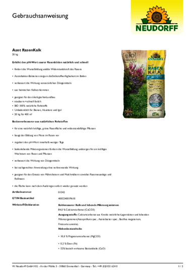 Azet RasenKalk Gebrauchsanweisung