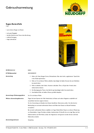 Sugan RattenFalle Gebrauchsanweisung