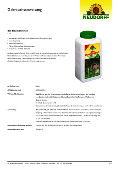 Bio-Baumanstrich Gebrauchsanweisung