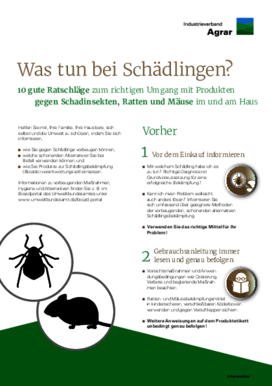 Info-Blatt Was tun bei Schädlingen?