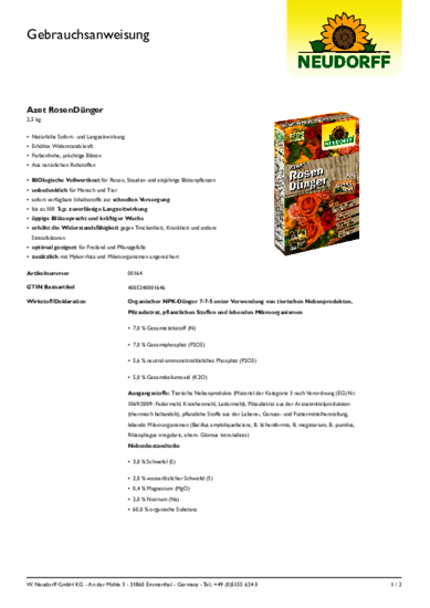 Azet RosenDünger Gebrauchsanweisung
