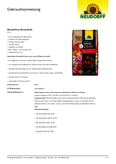 NeudoHum RosenErde Gebrauchsanweisung
