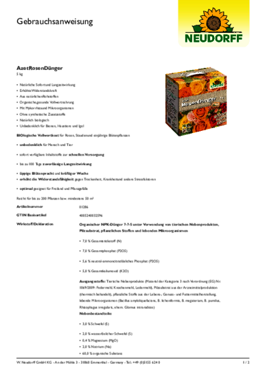 Azet RosenDünger Gebrauchsanweisung