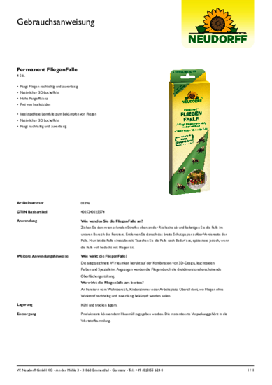 Permanent FliegenFalle Gebrauchsanweisung