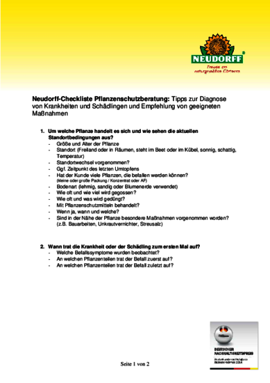 Neudorff Checkliste Pflanzenschutzmittel