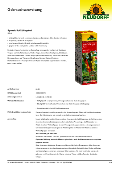 Spruzit Schädlingsfrei Gebrauchsanweisung