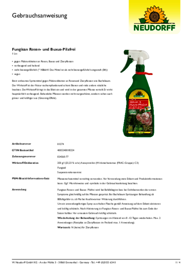 Fungisan Rosen- und Buxus-Pilzfrei Gebrauchsanweisung