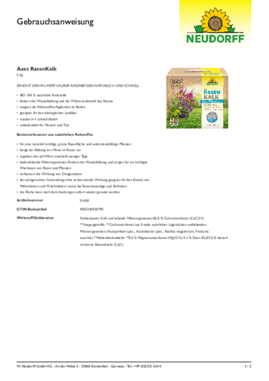 Azet RasenKalk Gebrauchsanweisung