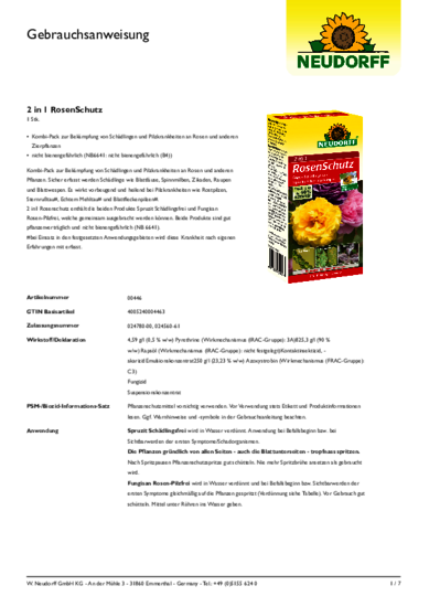 2 in 1 RosenSchutz Gebrauchsanweisung