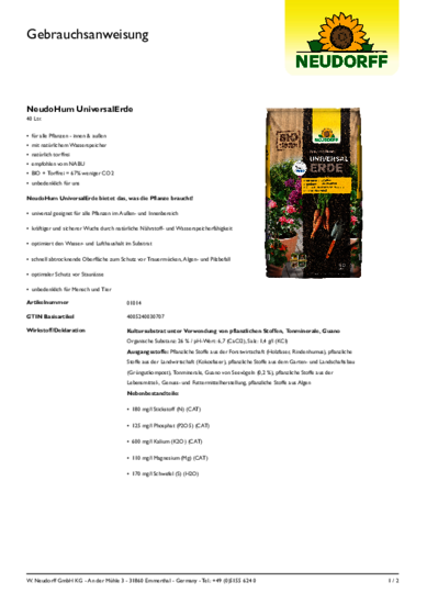NeudoHum UniversalErde Gebrauchsanweisung
