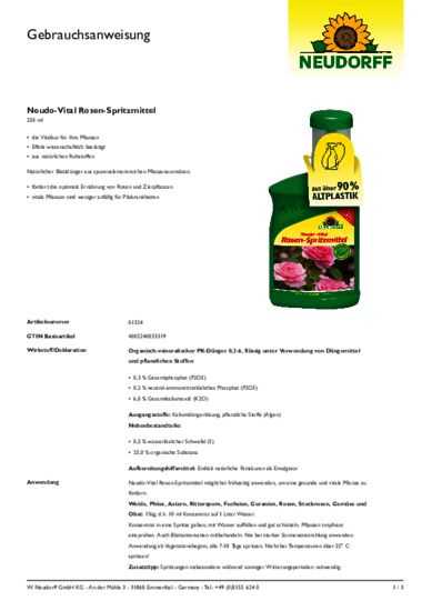 Neudo-Vital Rosen-Spritzmittel Gebrauchsanweisung