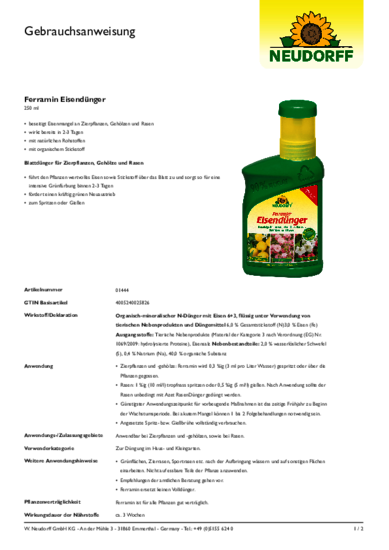 Ferramin Eisendünger Gebrauchsanweisung